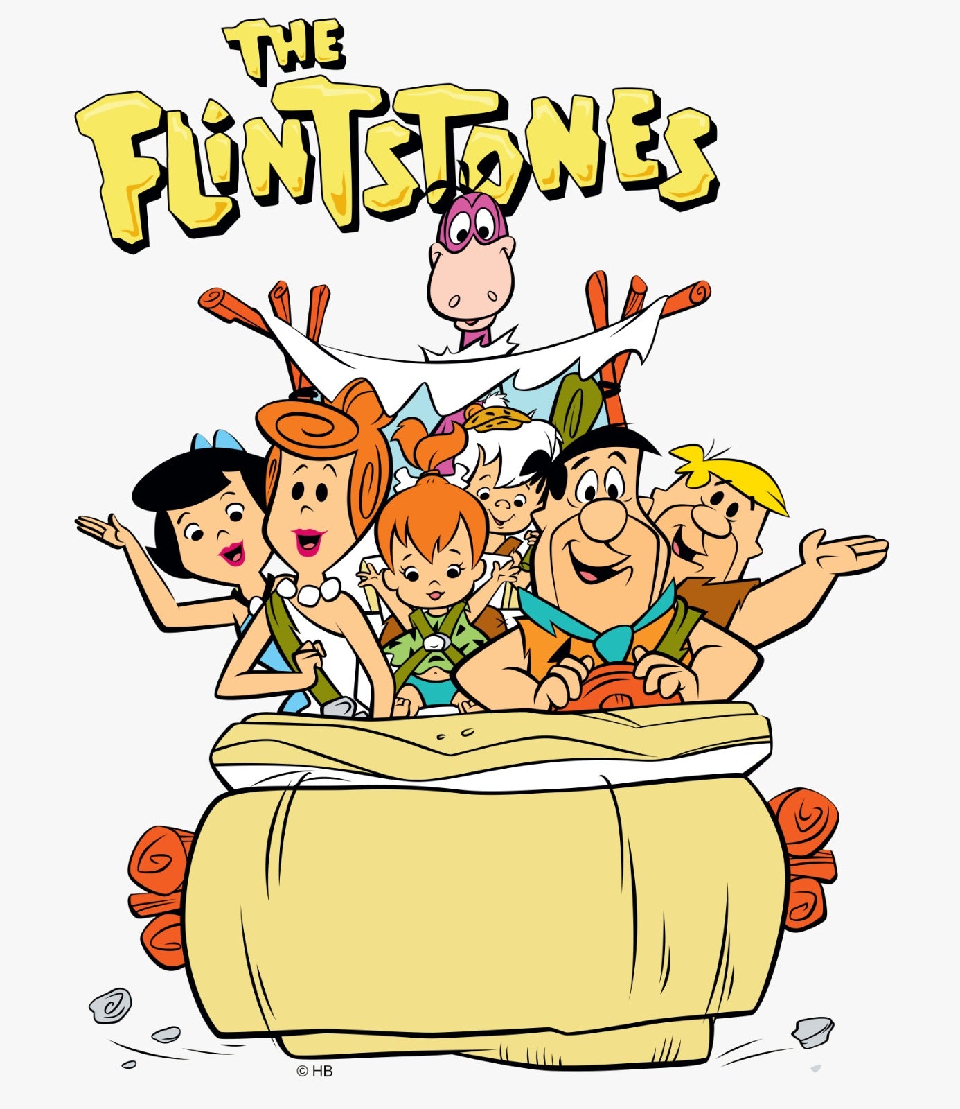The Flintstones in Car Vinyl Sticker