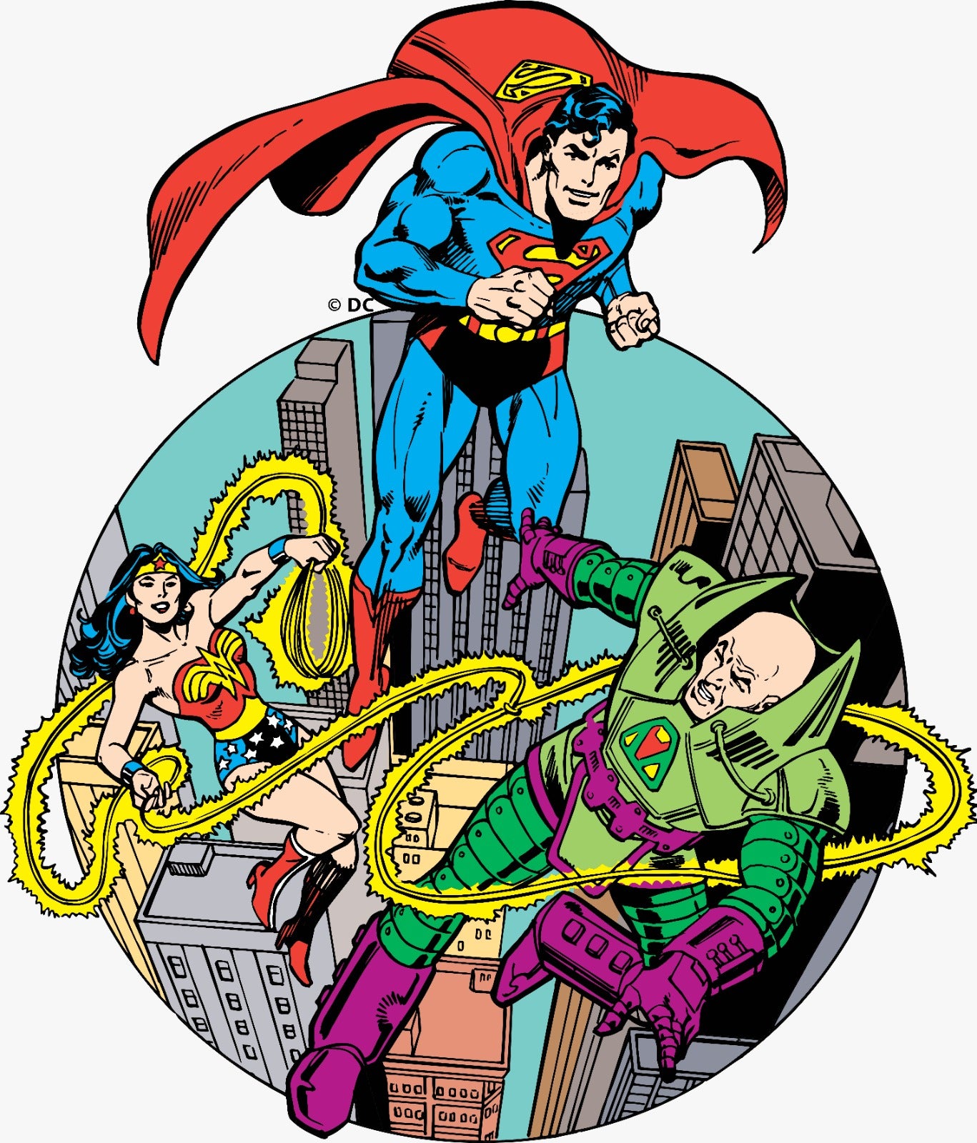 Superman, Wonder Woman & Lex Luthor Vinyl Sticker