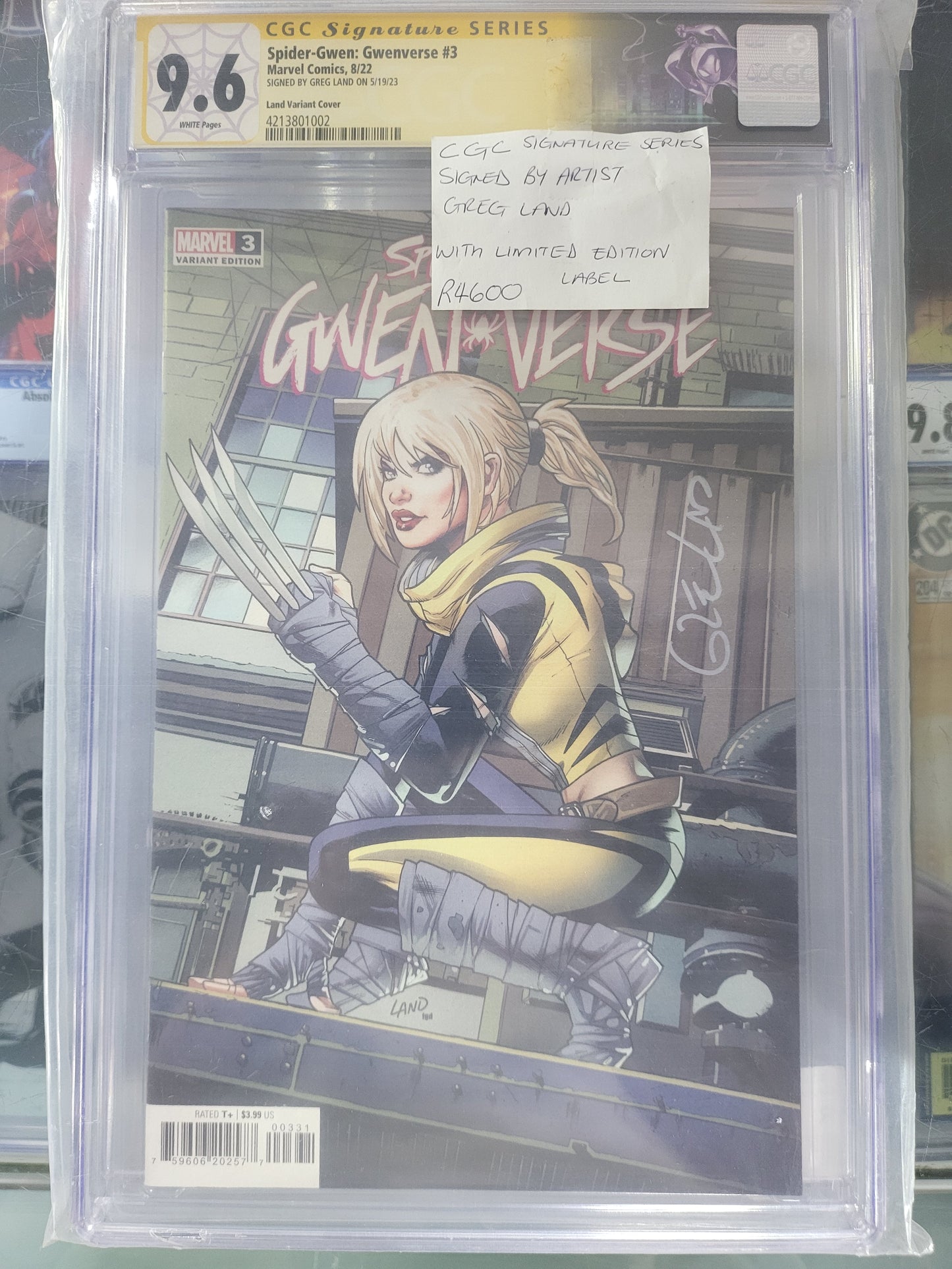 Spider-Gwen Gwenverse #3 2022 Land Variant Cover Signed by Greg Land CGC 9.6
