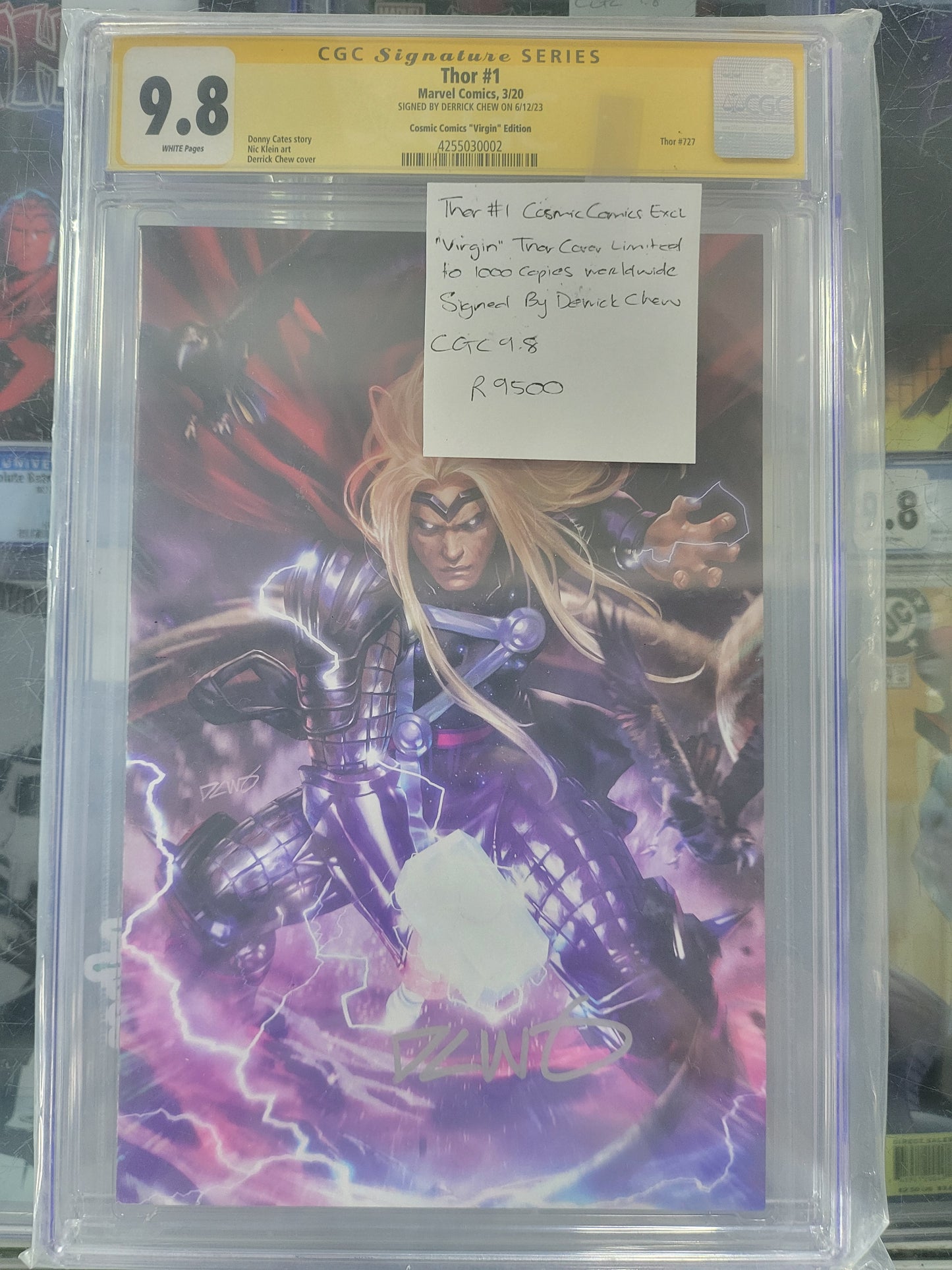 Thor #1 2020 CGC 9.8 Cosmic Comics Derrick Chew Virgin Variant Cover Signature Series Signed By Derrick Chew