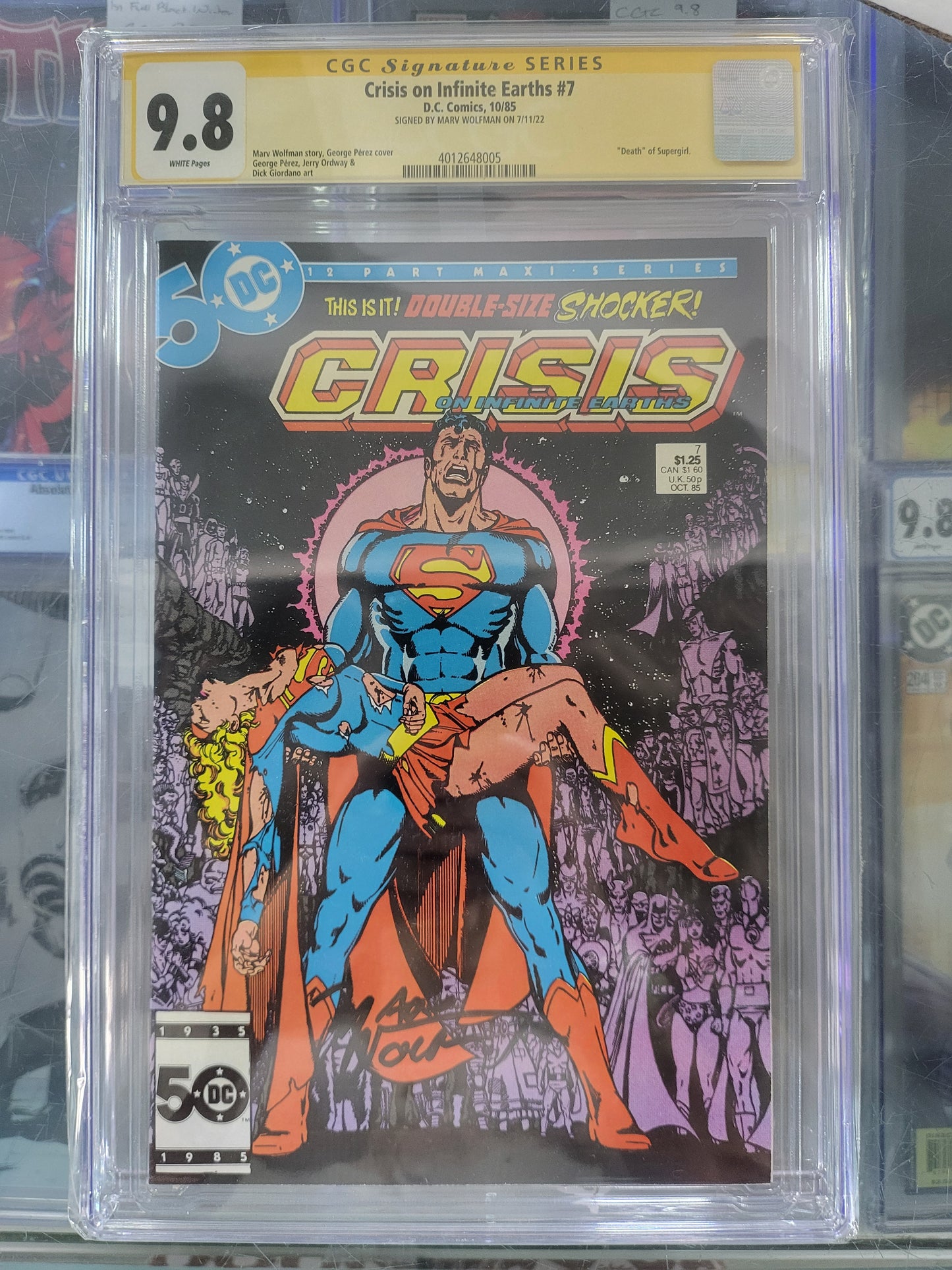 Crisis on Infinite Earths #7 1985 CGC 9.8 Signature Series Signed by Marv Wolfman