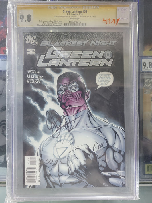 Green Lantern #52 2010 CGC 9.8 Signature Series Signed by Geoff Johns,  Doug Mahnke and Christian Alamy