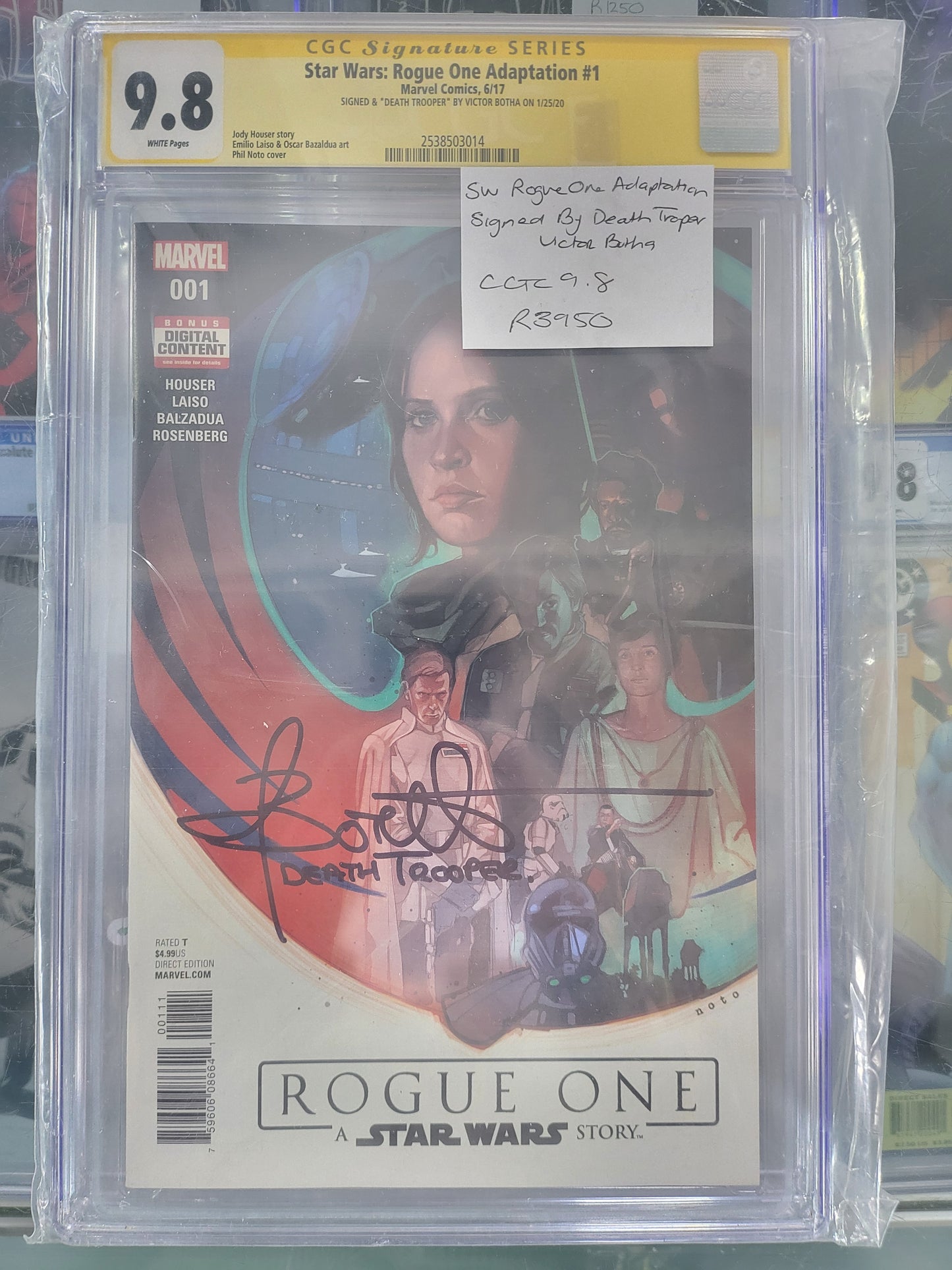 Star Wars Rogue One Adaptation #1 2017 CGC 9.8 Signature Series Signed by Death Trooper Victor Botha