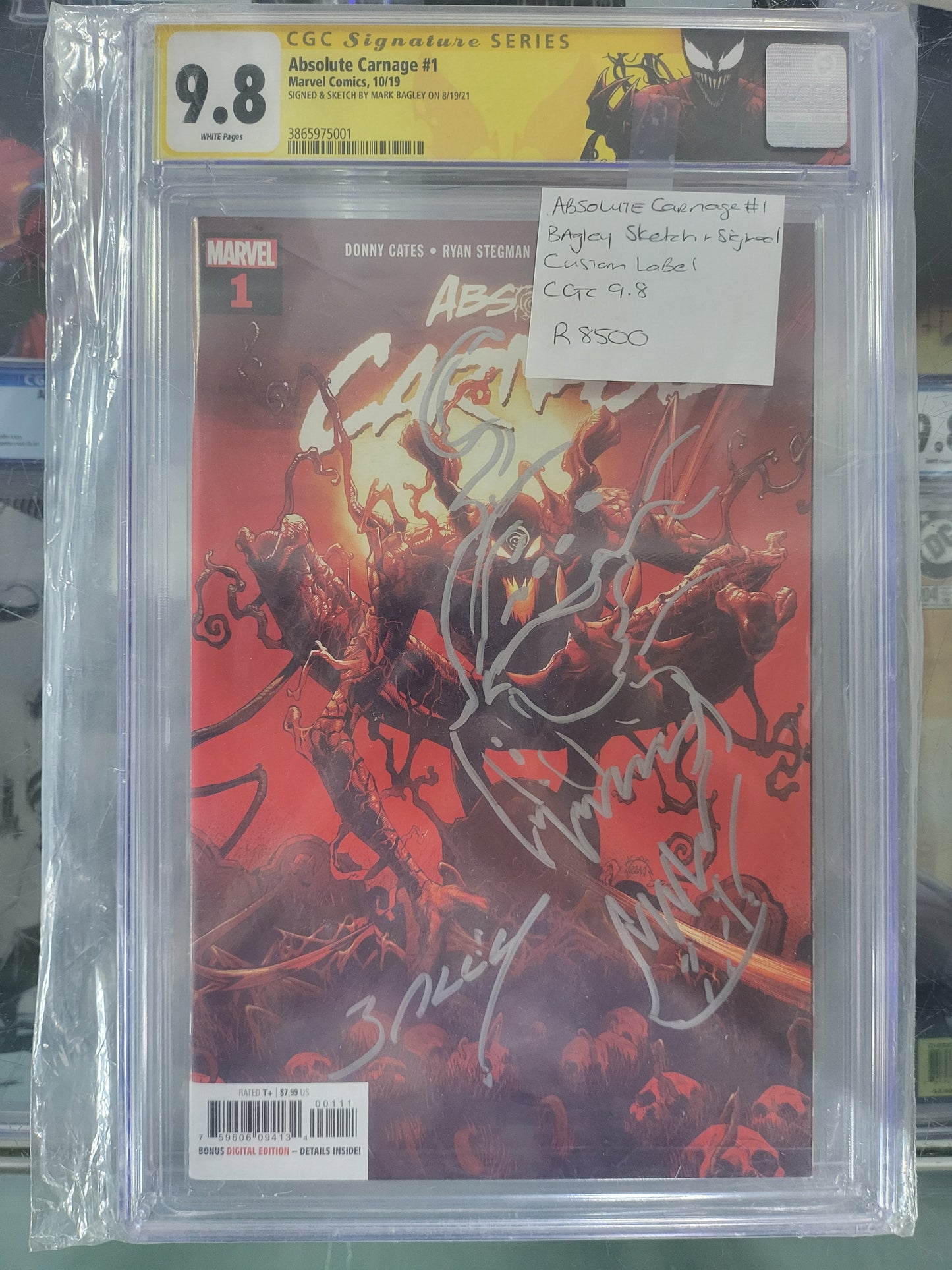 Absolute Carnage #1 2019 CGC 9.8 Signature Series Signed and Sketched by Mark Bagley