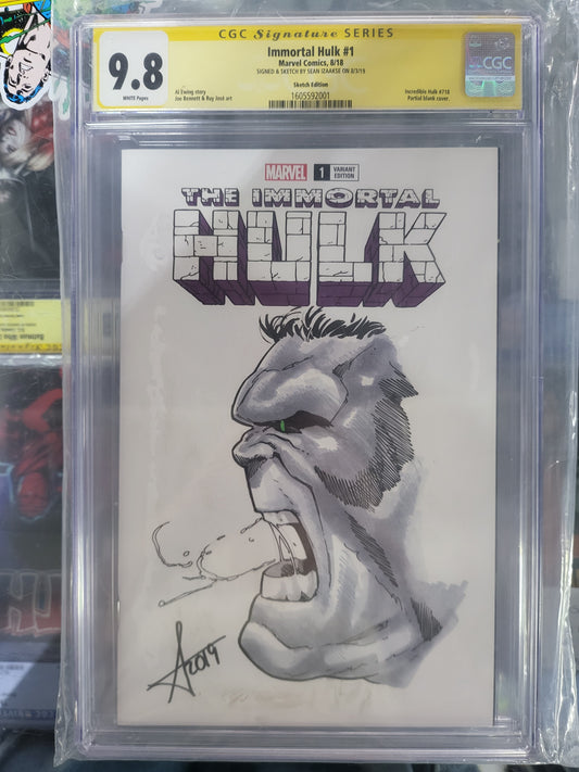 Immortal Hulk #1 2018 CGC 9.8 Signature Series Signed and Sketched by Sean Izaakse
