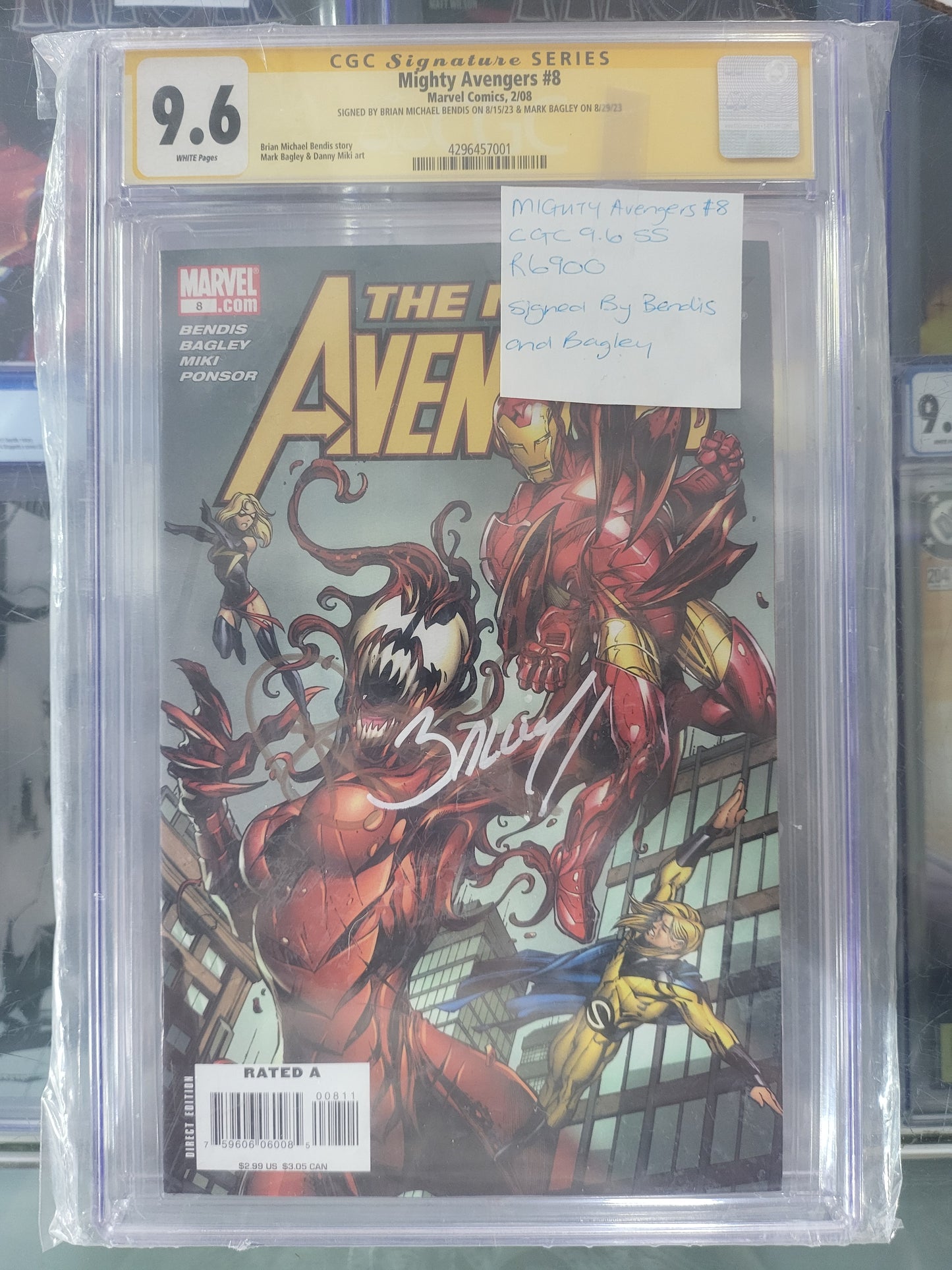 Mighty Avengers #8 2008 CGC 9.6 Signature Series Signed by Brian Michael Bendis and Mark Bagley